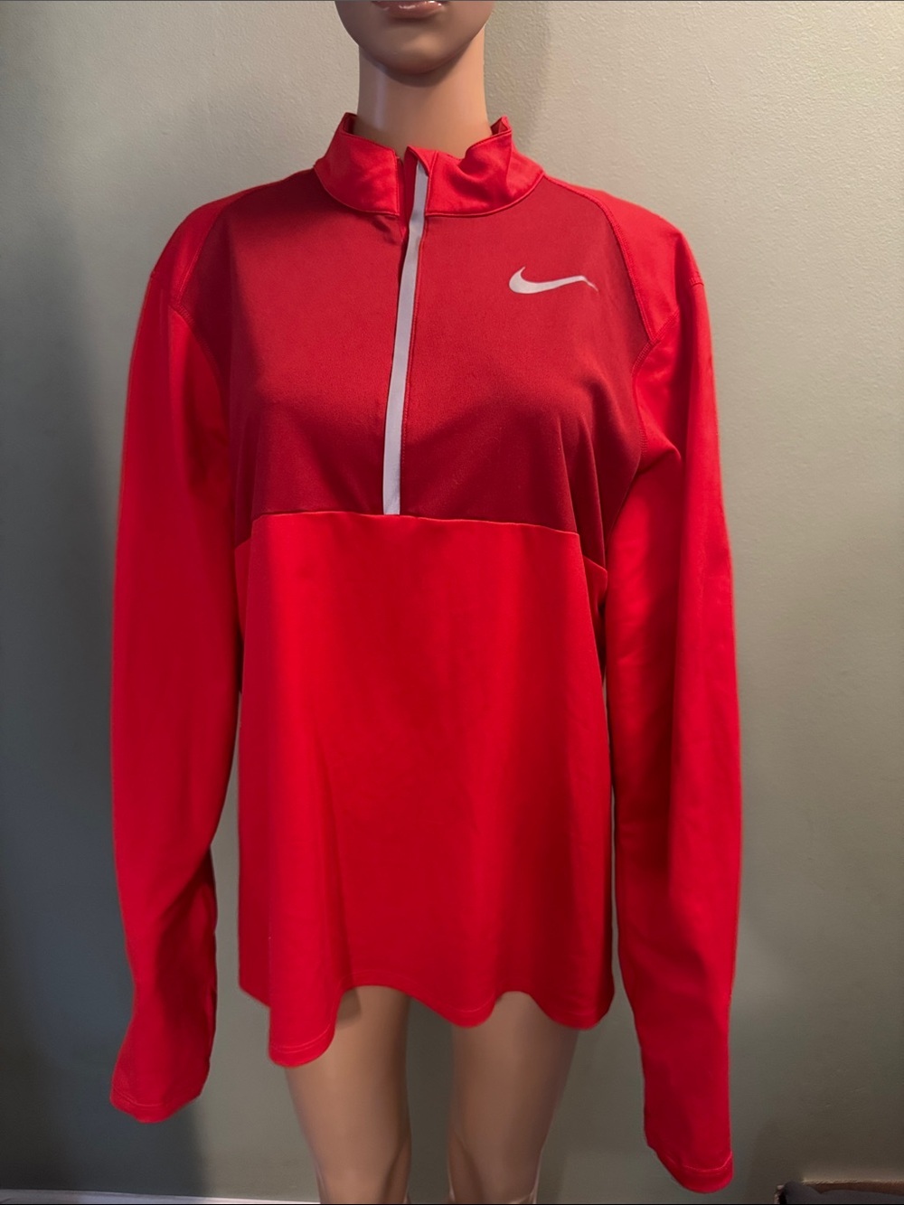 Nike Red Men's Quarter-Zip Pullover with White Zip Placket